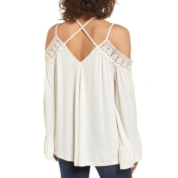 Sun & Shadow Crochet Trim Off the Shoulder Top - Picture 2 of 10